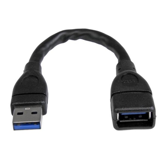 StarTech.com USB 3.0 A-to-A extension cable - 6 in, black Image