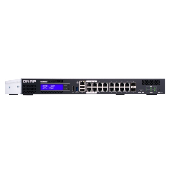 QNAP QGD-1600P Managed Gigabit Ethernet (10/100/1000) Power over Ethernet (PoE) 1U Black, Grey Image
