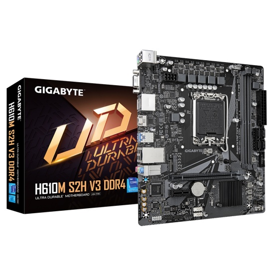 Gigabyte H610M S2H V3 DDR4 Motherboard - Supports Intel Core 14th CPUs, 4+1+1 Hybrid Digital VRM, up to 3200MHz DDR4, 1xPCIe 3.0 M.2, GbE LAN , USB 3.2 Gen 1 Image