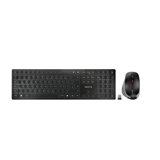 CHERRY DW 9500 SLIM keyboard Mouse included RF Wireless + Bluetooth QWERTZ German Black, Grey Image