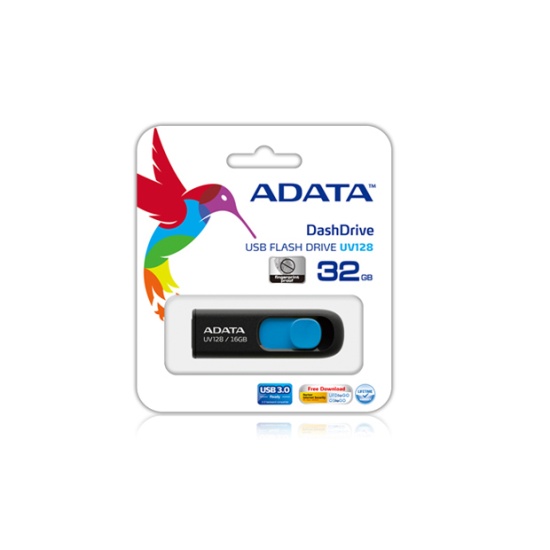 ADATA DashDrive UV128 128GB USB flash drive USB Type-A 3.2 Gen 1 (3.1 Gen 1) Black, Blue Image