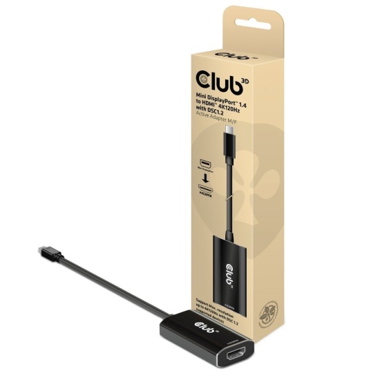 CLUB3D Mini DisplayPort 1.4 to HDMI 4K120Hz with DSC1.2 Active Adapter M/F Image