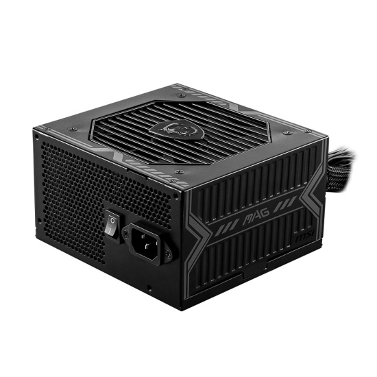 MSI MAG A650BN UK PSU '650W, 80 Plus Bronze certified, 12V Single-Rail, DC-to-DC Circuit, 120mm Fan, Non-Modular, Sleeved Cables, ATX Power Supply Unit, UK Powercord, Black' Image