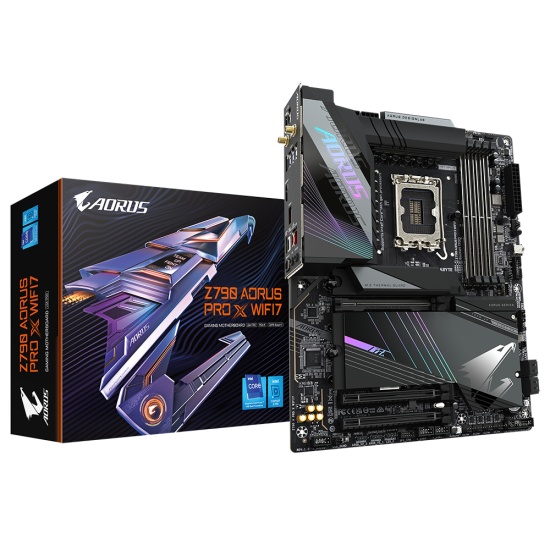 Gigabyte Z790 AORUS PRO X WIFI7 Motherboard - Supports Intel Core 14th CPUs, 18+1+2 phases VRM, up to 8266MHz DDR5 (OC), 1xPCIe 5.0 + 4xPCIe 4.0 M.2, Wi-Fi 7, 5GbE LAN, USB 3.2 Gen 2 Image