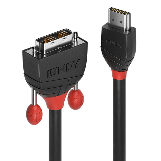 Lindy 2m HDMI to DVI Cable, Black Line Image