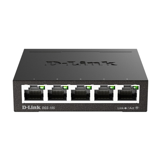 D-Link DGS-105 Unmanaged L2 Gigabit Ethernet (10/100/1000) Black Image