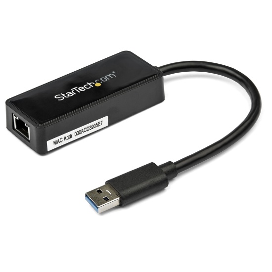 StarTech.com USB 3.0 to Gigabit Ethernet Adapter NIC w/ USB Port - Black Image