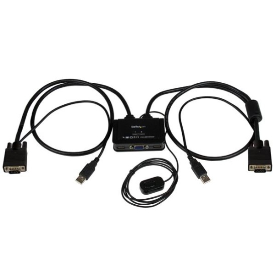 StarTech.com 2 Port USB VGA Cable KVM Switch - USB Powered with Remote Switch Image