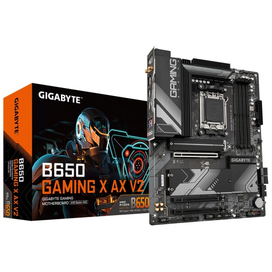Gigabyte B650 GAMING X AX V2 Motherboard - Supports AMD Ryzen 8000 CPUs, 8+2+2 Phases Digital VRM, up to 8000MHz DDR5 (OC), 1xPCIe 5.0 + 2xPCIe 4.0 M.2, Wi-Fi 6E 802.11ax, 2.5GbE LAN, USB 3.2 Gen 2 Image