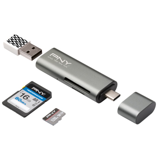PNY R-TC-UA-3N1E01-RB card reader USB 3.2 Gen 1 (3.1 Gen 1) Type-C Metallic Image
