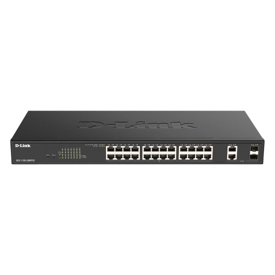 D-Link DGS-1100-26MPV2 network switch Managed L2 Gigabit Ethernet (10/100/1000) Power over Ethernet (PoE) Black Image