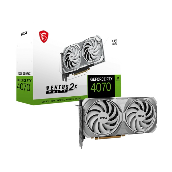 MSI GeForce RTX 4070 VENTUS 2X WHITE 12G OC NVIDIA 12 GB GDDR6X Image