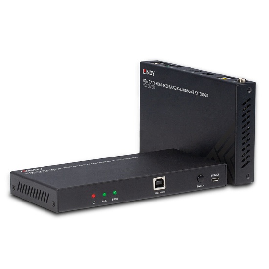 Lindy 100m Cat.6 HDMI 4K60, Audio, IR and RS-232 HDBaseT KVM Extender Image