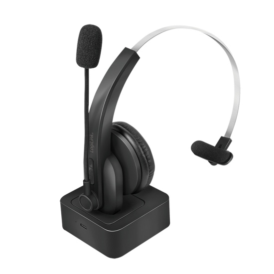 LogiLink BT0059 headphones/headset Wireless Head-band Office/Call center Bluetooth Charging stand Black Image