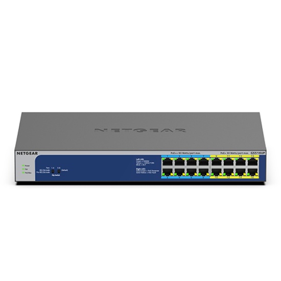 NETGEAR GS516UP Unmanaged Gigabit Ethernet (10/100/1000) Power over Ethernet (PoE) Grey Image