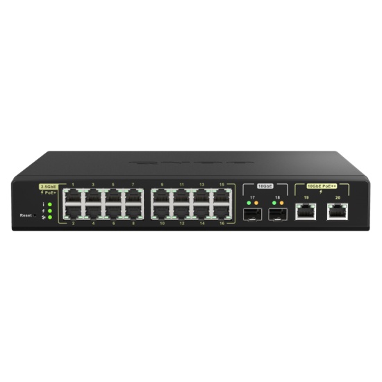 QNAP QSW-M2116P-2T2S network switch Managed L2 2.5G Ethernet Power over Ethernet (PoE) Black Image