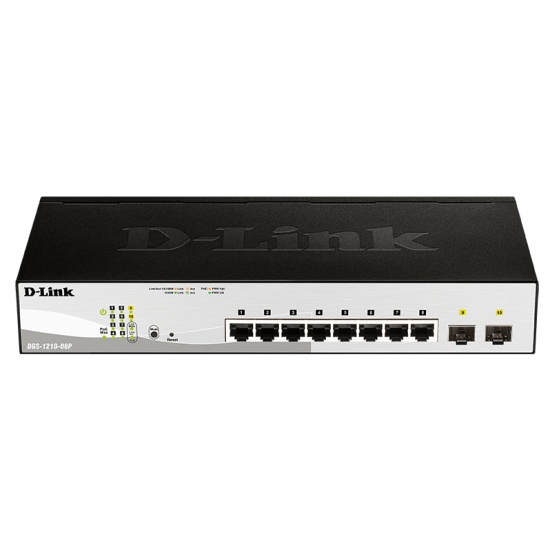 D-Link DGS-1210-08P Managed L2 Gigabit Ethernet (10/100/1000) Power over Ethernet (PoE) Black Image
