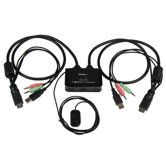 StarTech.com 2 Port USB HDMI Cable KVM Switch with Audio and Remote Switch – USB Powered Image