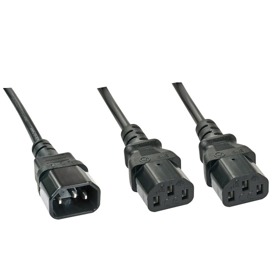 Lindy 1m IEC Splitter Cable IEC C14 to 2 x IEC C13 Image