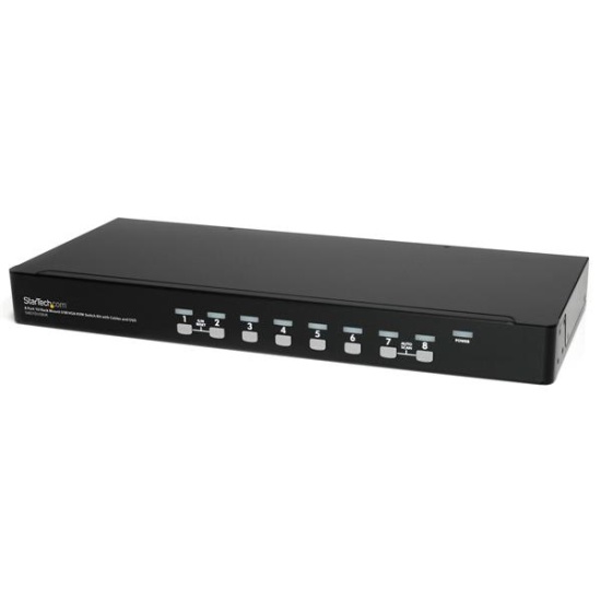 StarTech.com 8 Port 1U Rackmount USB KVM Switch Kit with OSD and Cables Image