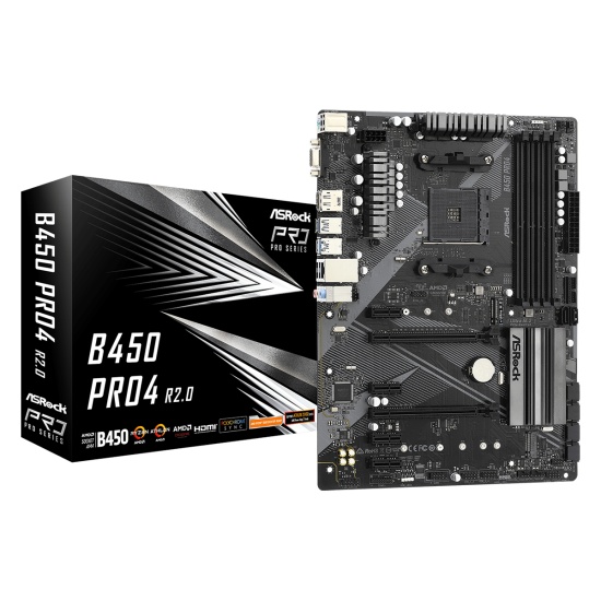 Asrock B450 Pro4 R2.0 AMD B450 Socket AM4 ATX Image