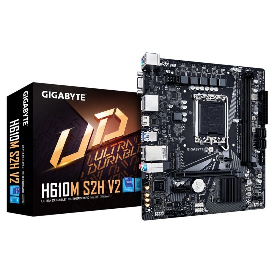 Gigabyte H610M S2H V2 Motherboard - Supports Intel Core 14th CPUs, 4+1+1 Hybrid Phases Digital VRM, up to 5600MHz DDR5, 1xPCIe 3.0 M.2, GbE LAN, USB 3.2 Gen 1 Image
