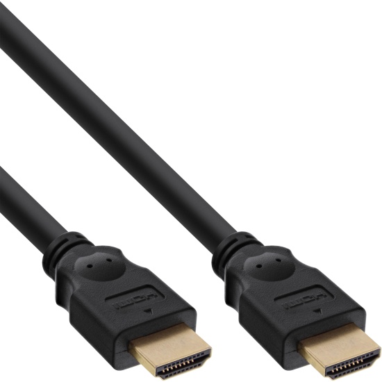 InLine HDMI cable, High Speed HDMI Cable, M/M, black, golden contacts, 1.5m Image