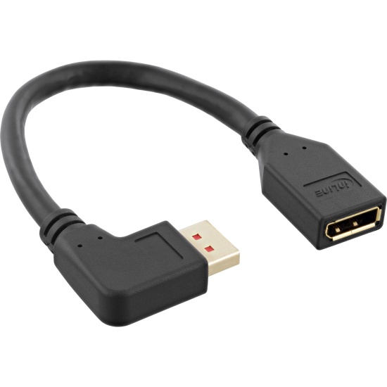 InLine DisplayPort 1.4 adapter cable M/F, 8K4K, angled left, black/gold, 0.15m Image