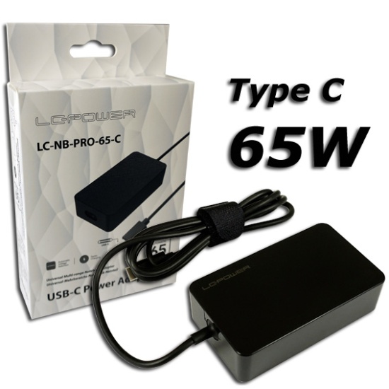 LC-Power LC-NB-PRO-65-C power adapter/inverter Indoor 65 W Black Image