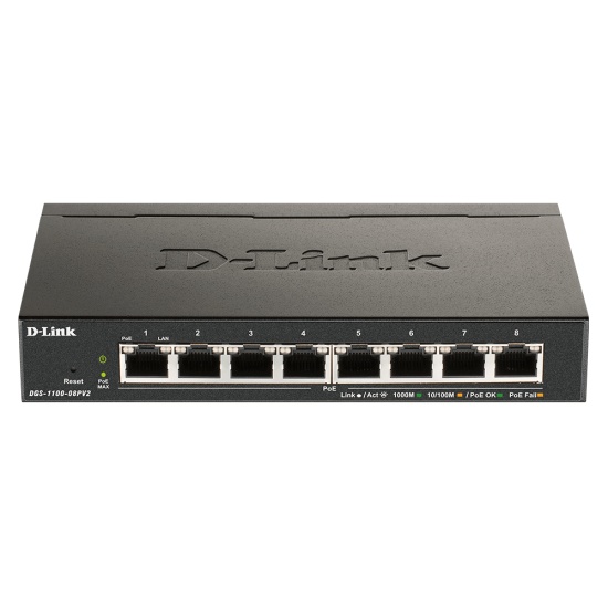 D-Link DGS-1100-08PV2 Managed L2/L3 Gigabit Ethernet (10/100/1000) Power over Ethernet (PoE) Black Image
