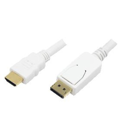 LogiLink 2m, HDMI-DP DisplayPort White Image