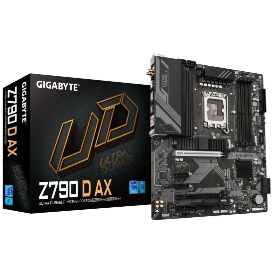 Gigabyte Z790 D AX Motherboard - Supports Intel Core 14th Gen CPUs, 12+1+1 Phases Digital VRM, up to 7600MHz DDR5 (OC), 3xPCIe 4.0 M.2, Wi-Fi 6E, 2.5GbE LAN, USB 3.2 Gen 2 Image