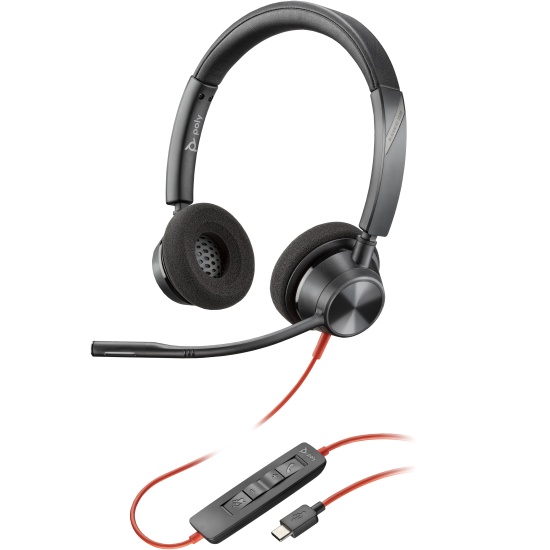 POLY Blackwire 3320 Stereo USB-C Headset +USB-C/A Adapter Image