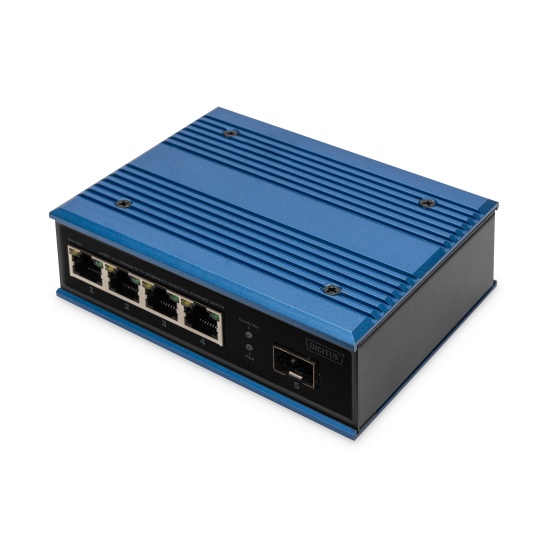 Digitus 4 Port Fast Ethernet Network Switch, Industrial, Unmanaged, 1 SFP Uplink Image