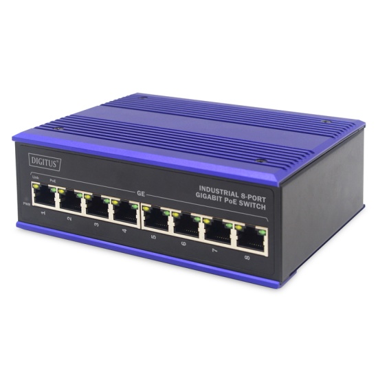 ASSMANN Electronic DN-651121 network switch Gigabit Ethernet (10/100/1000) Power over Ethernet (PoE) Black, Blue Image