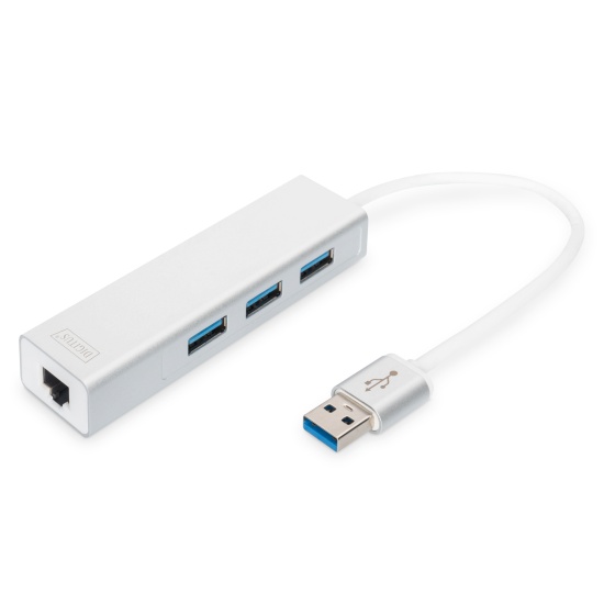 Digitus USB 3.0 3-Port Hub & Gigabit LAN Adapter Image