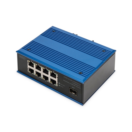 Digitus 8 Port Gigabit Ethernet Network Switch, Industrial, Unmanaged, 1 SFP Uplink Image