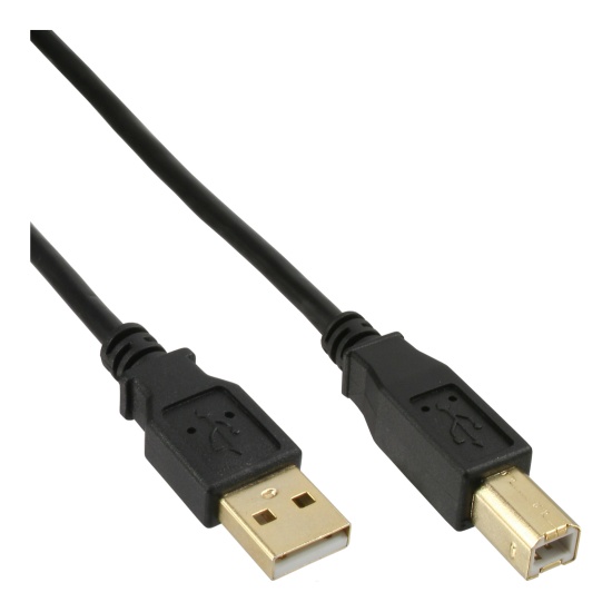 InLine USB 2.0 Cable Type A male / Type B female black, gold plated, 1m Image