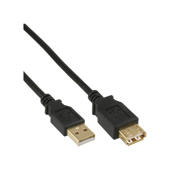 InLine USB 2.0 Extension Cable Type A male / female, gold plated, black, 1m Image