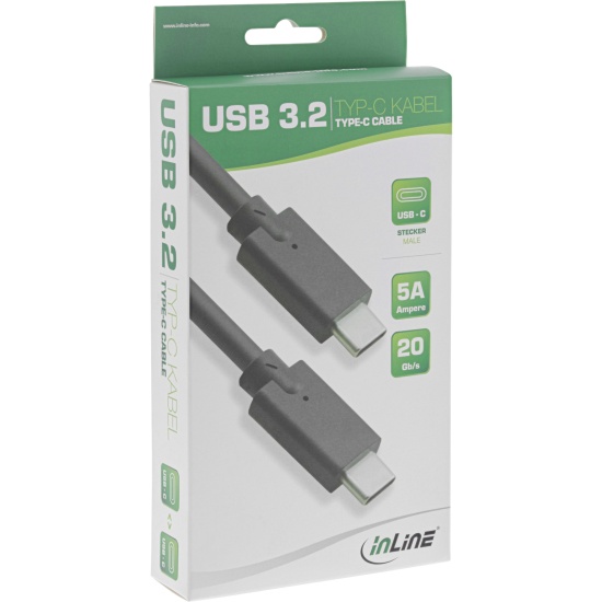 Usb Wire Inline Button InLine USB 3.2 Gen.2x2 Cable, USB-C male/male, black, 1m