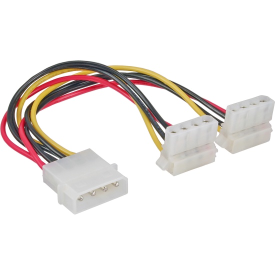 InLine Internal Power Y-Cable 1x 4pin Molex / 2x 4pin Molex angled 0.15m Image