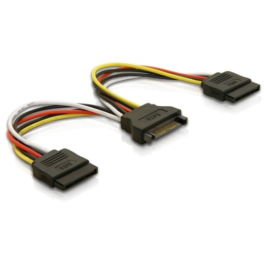 DeLOCK Cable Power SATA 15pin > 2x SATA HDD – straight 0.15 m Image