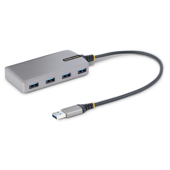 StarTech.com 4-Port USB Hub - USB 3.0 5Gbps, Bus Powered, USB-A to 4x USB-A Hub w/ Optional Auxiliary Power Input - Portable Desktop/Laptop USB Hub, 1ft/30cm Cable, USB Expansion Hub Image