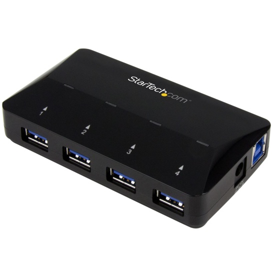 StarTech.com 4-Port USB 3.0 Hub plus Dedicated Charging Port - 1 x 2.4A Port~4-Port USB 3.0 Hub (5Gbps) plus Dedicated Charging Port - 1 x 2.4A Port Image