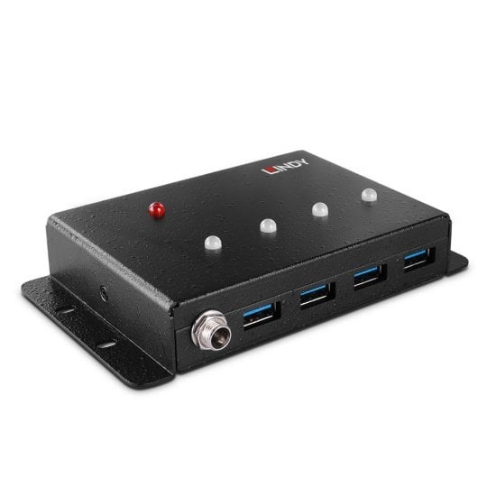 Lindy 43374 interface hub USB 3.2 Gen 1 (3.1 Gen 1) Type-B 5000 Mbit/s Black Image