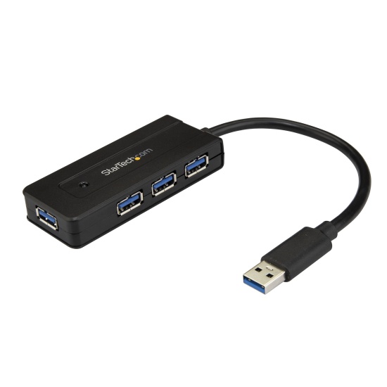 StarTech.com 4 Port USB 3.0 Hub (SuperSpeed 5Gbps) with Fast Charge – Portable USB 3.1 Gen 1 Type-A Laptop/Desktop Hub - USB Bus Power or Self Powered for High Performance – Mini/Compact~4 Port USB 3.0 Hub (SuperSpeed 5Gbps) with Fast Charge – Portable US Image