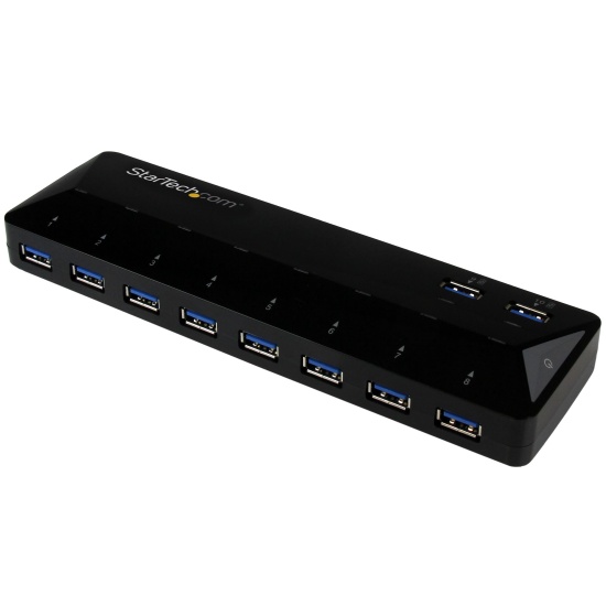 StarTech.com 10-Port USB 3.0 Hub with Charge and Sync Ports - 2 x 1.5A Ports~10-Port USB 3.0 Hub with Charge and Sync Ports - 5Gbps - 2 x 1.5A Ports Image