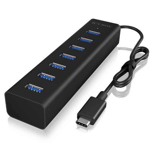 ICY BOX IB-HUB1700-C3 interface hub USB 3.2 Gen 1 (3.1 Gen 1) Type-C 5000 Mbit/s Black Image