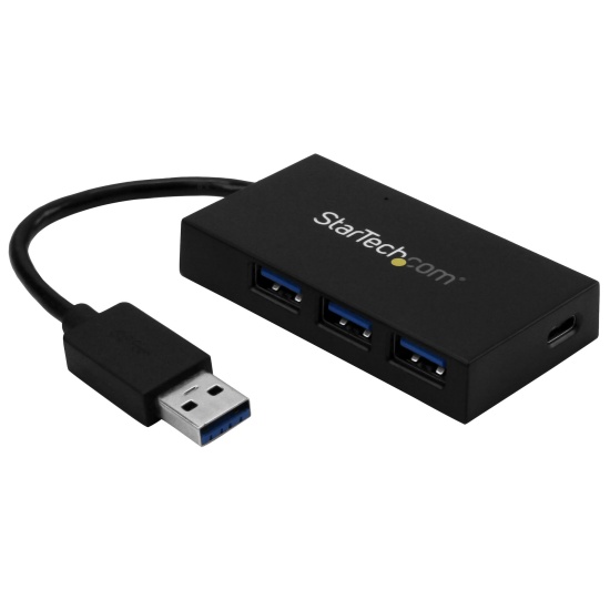 StarTech.com 4 Port USB 3.0 Hub - USB Type-A Hub with 1x USB-C & 3x USB-A (SuperSpeed 5Gbps) - USB Bus or Self-Powered - Portable USB 3.1/3.2 Gen 1 BC 1.2 Charging Hub w/ Power Adapter~4 Port USB 3.0 Hub - USB Type-A Hub with 1x USB-C & 3x USB-A (SuperSpe Image