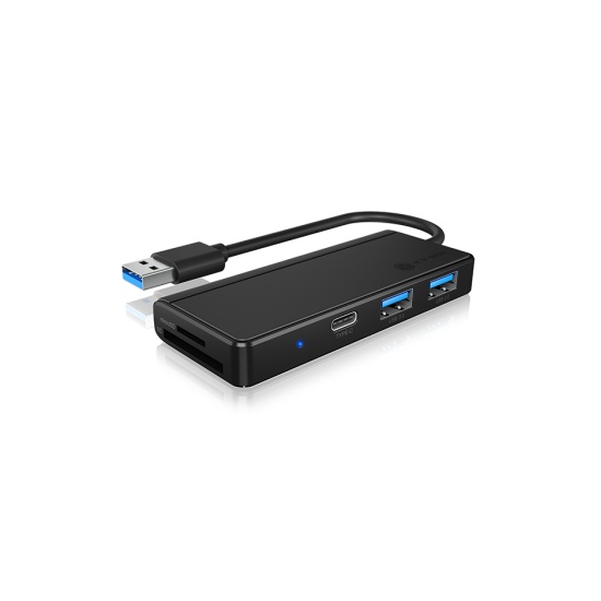 ICY BOX IB-HUB1423CR-U3 USB 3.2 Gen 1 (3.1 Gen 1) Type-A 5000 Mbit/s Black Image